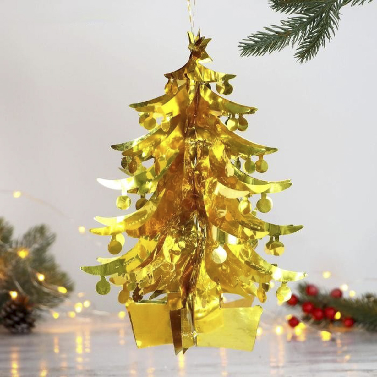Украшение новогоднее "елка с шариками" 18*27 см (фольга) (1/2000) "зимнее волшебство" 3555308
