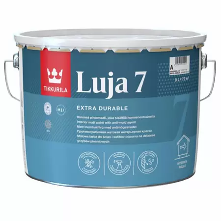 TIKKURILA LUJA 7 краска антигрибковая для влажных помещений, матовая, база C (9л)