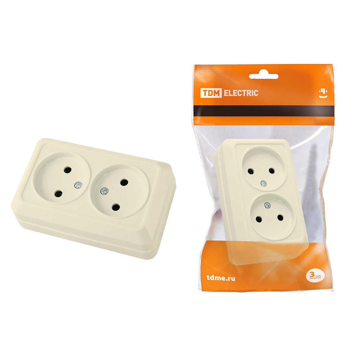 Розетка двойная открыт. уст. 10а 250в ip20 (керам) "ладога" слон. кость (1/10/200) tdm sq1801-0212