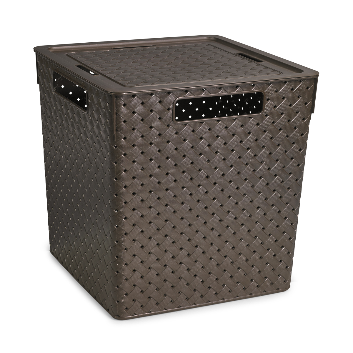 Корзина для хранения с крышкой "береста" 23 л  29,4*29,4*30,1 см (венге) (1/9) "виолет"