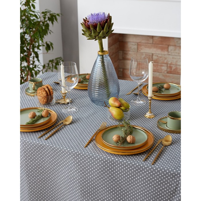 Набор столовый "доляна" серый в горох (скатерть 145*200 см, салфетки 40*40 см 4 шт.) (1/175) 7428617