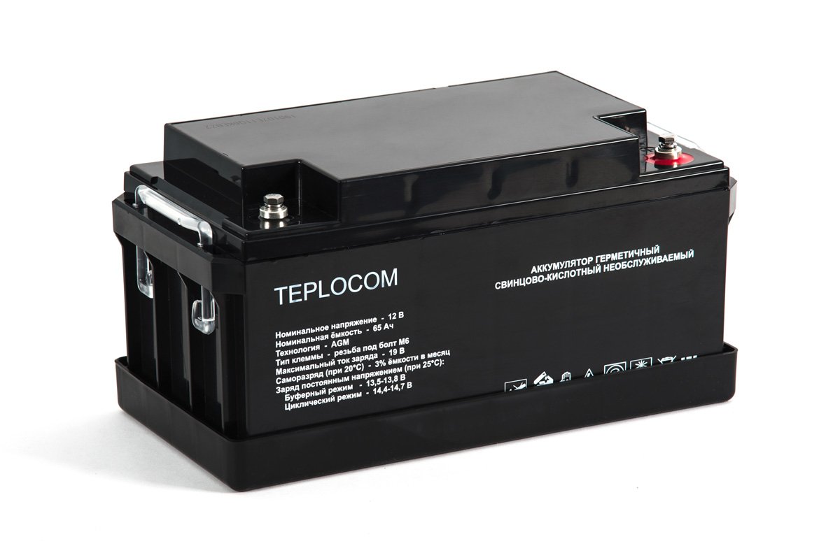 Аккумулятор БАСТИОН Teplocom 12 В 65 A/ч AGM для ИБП