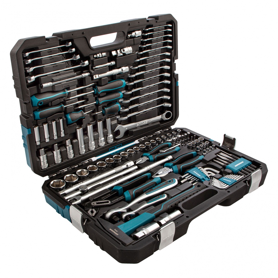 Набор инструментов 115 предметов, 120 зубьев, CrV, 1/4", 1/2" Gross (14152)