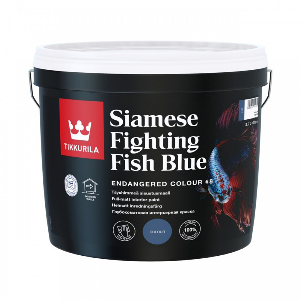 Краска "endangered colour" siamese fighting fish blue 2,7 л (l433, св.синяя) интерьерная "тиккурила"