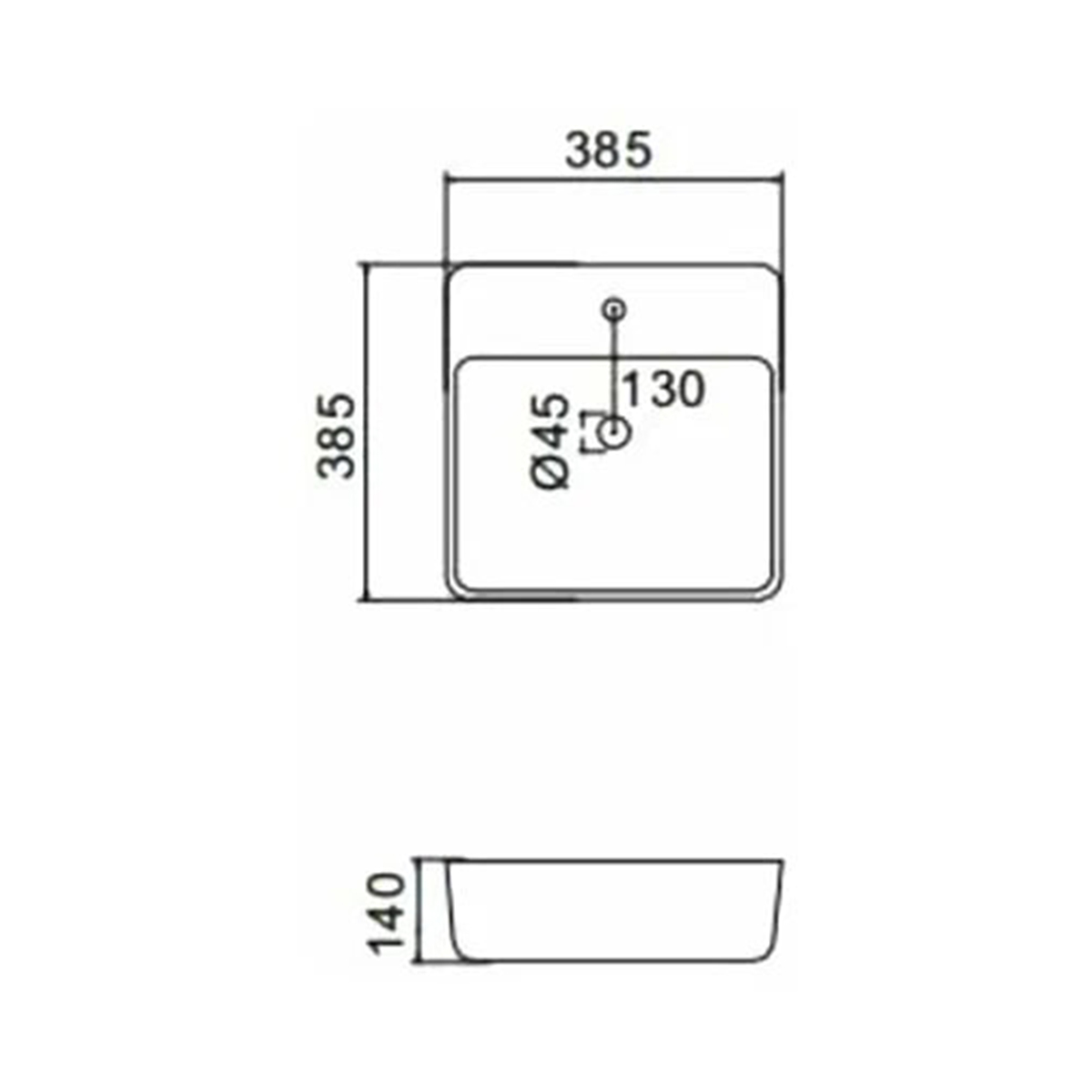 Раковина накладная gt205 керамическая 38,5*38,5*14 см, белая (1) "gappo"