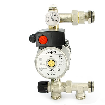 Смесительная группа UNI-FITT SOLOMIX X c эксцентриком НР и насосом WILO RS