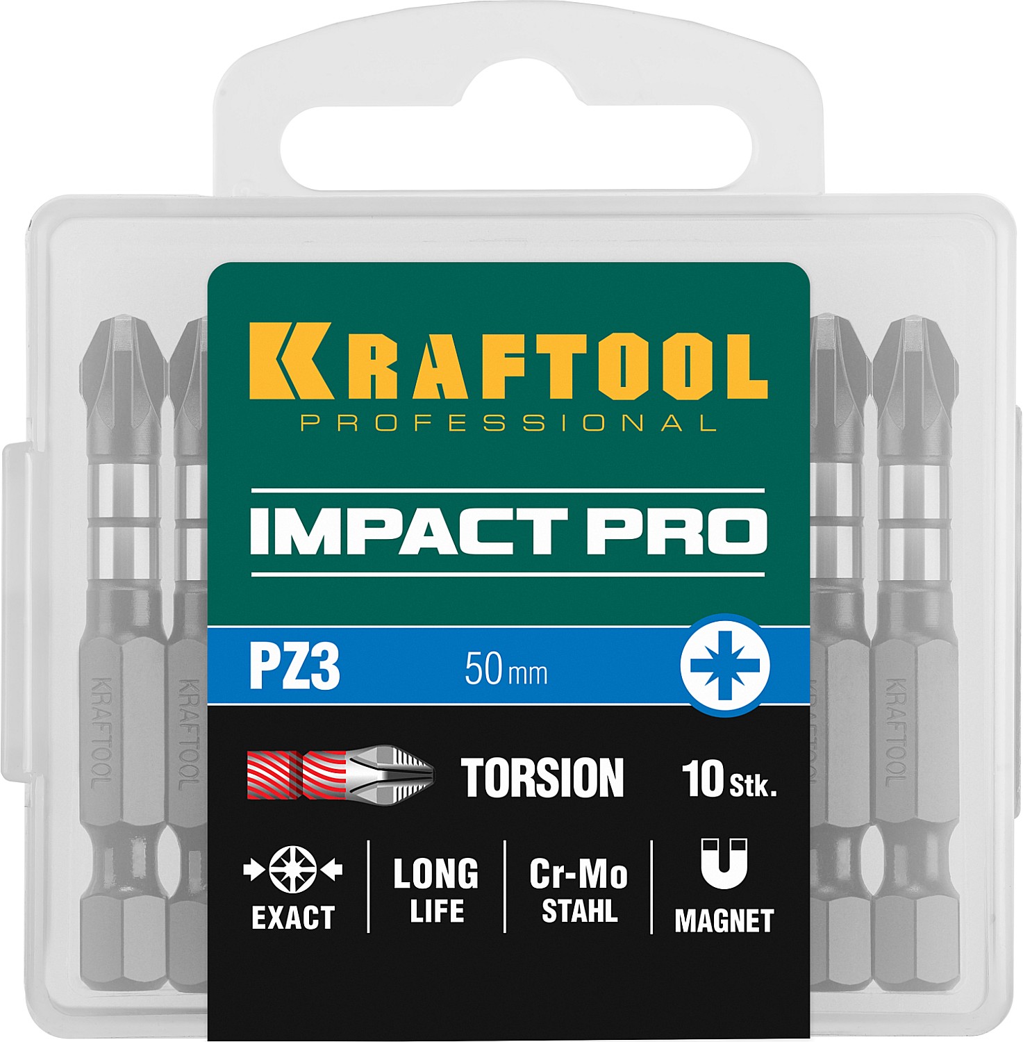 KRAFTOOL Impact Pro PZ3, 50 мм, 10 шт, ударные биты (26193-3-50-S10)