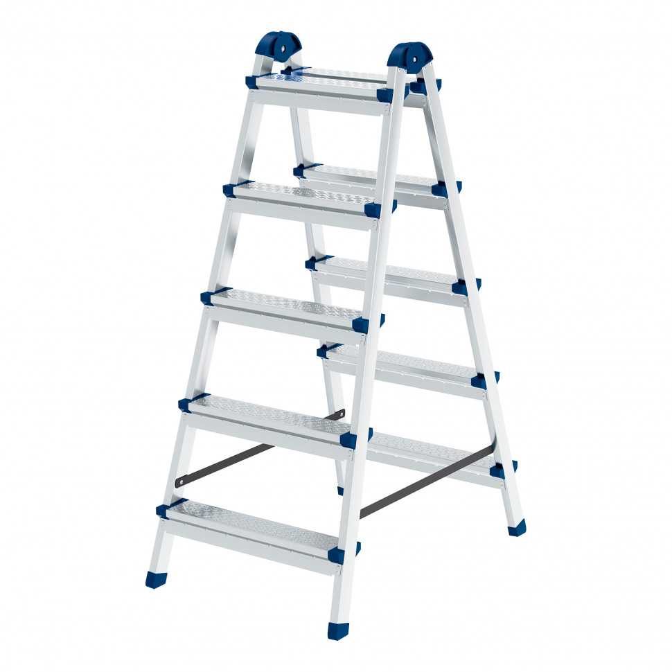 Стремянка двухсторонняя 5 ступеней, сталь профиль, стальные ступени, Сибртех (97985)