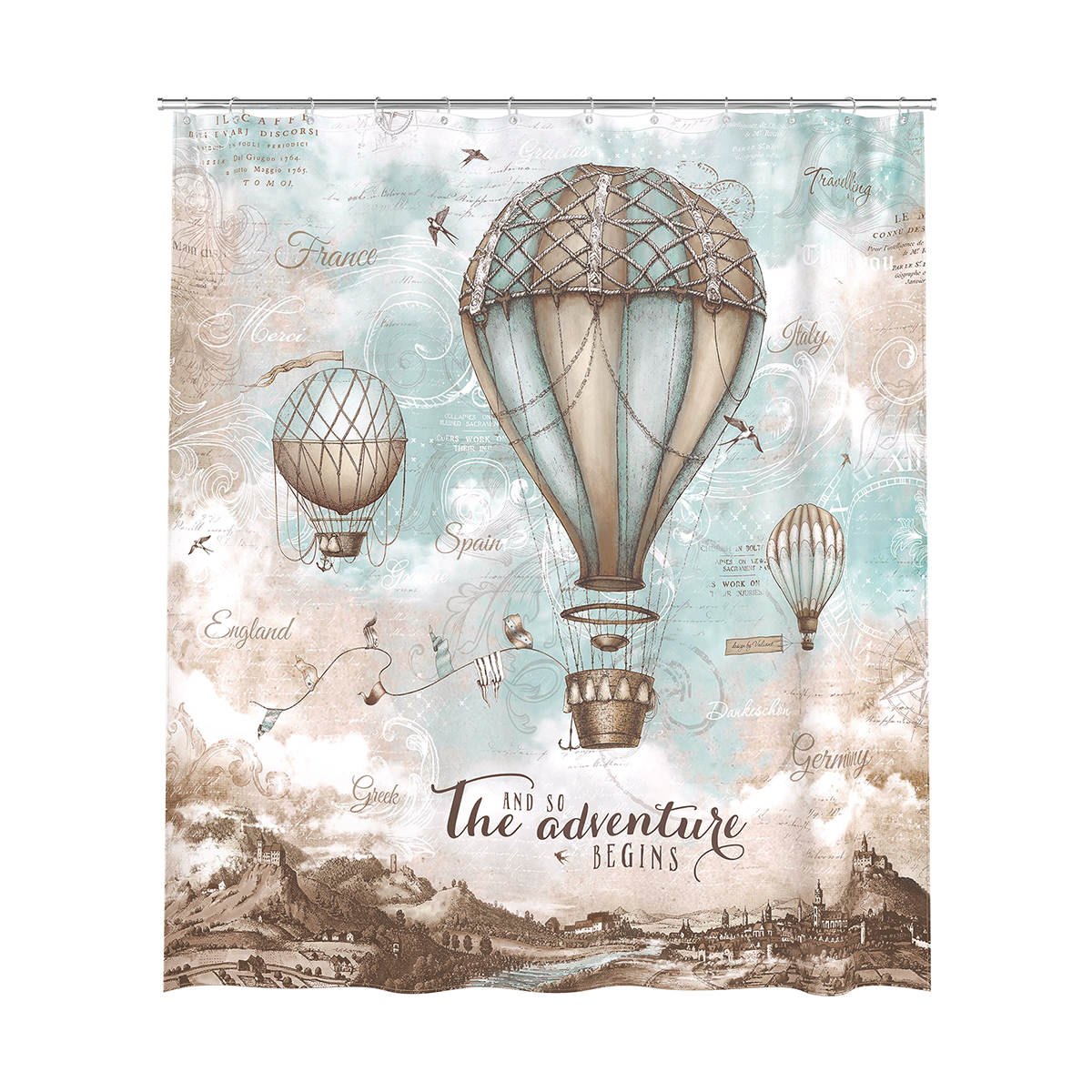 Штора для ванной 180*180 см (полиэстер) "travelling air" (1/24) "valiant" tc-a-1818