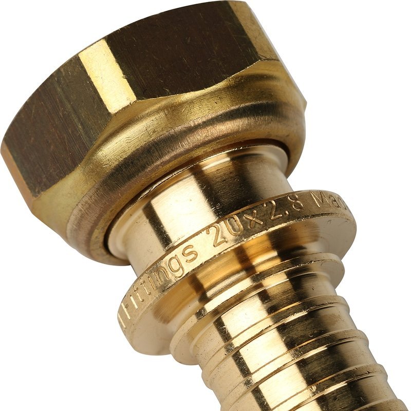 Переходник (евроконус) с накидной гайкой 20 x 3/4" аксиальный для труб PE-X STOUT