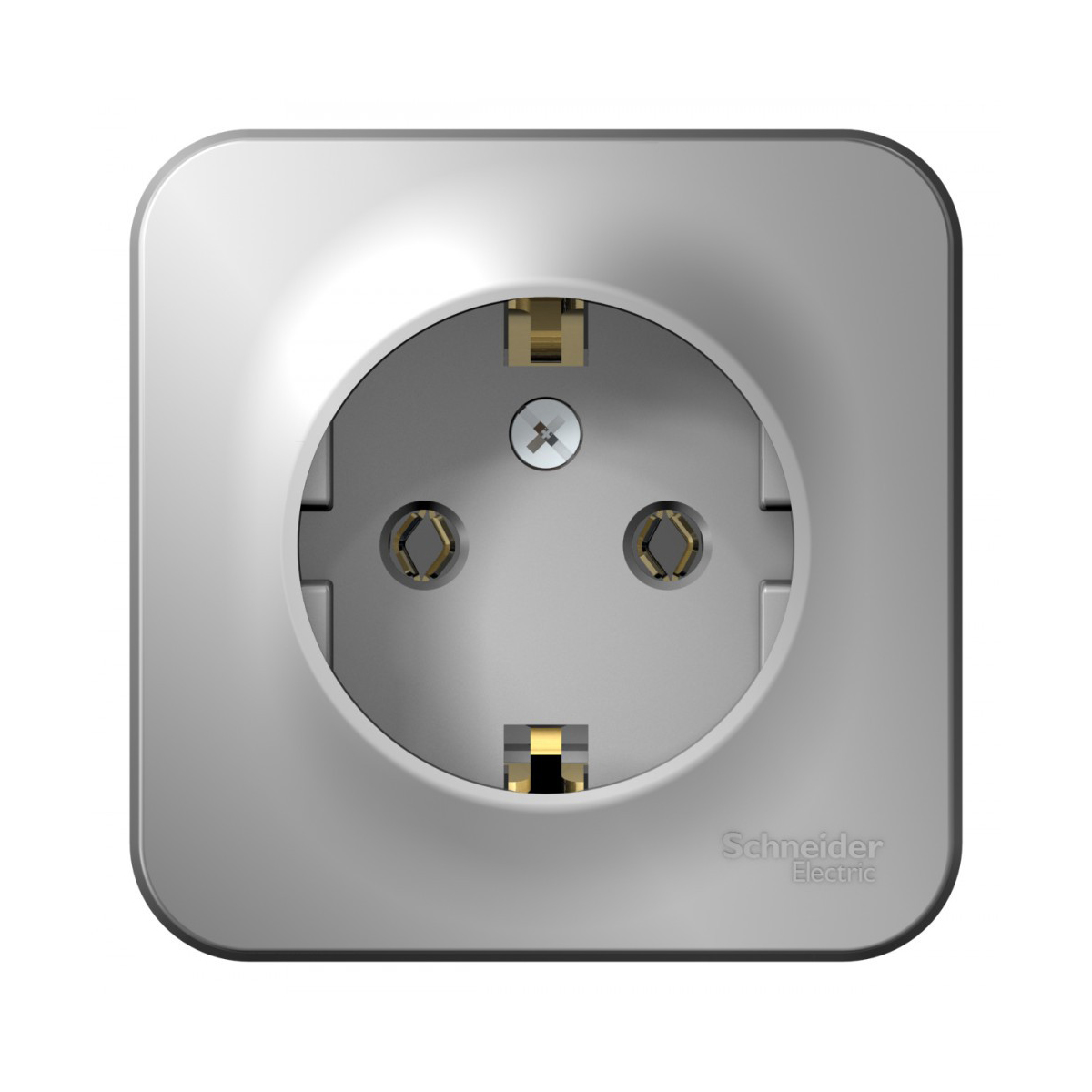 Розетка открыт. уст. "blanca" 1 местн. с заземл. 16а, алюминий (1/12/24) "schneider"