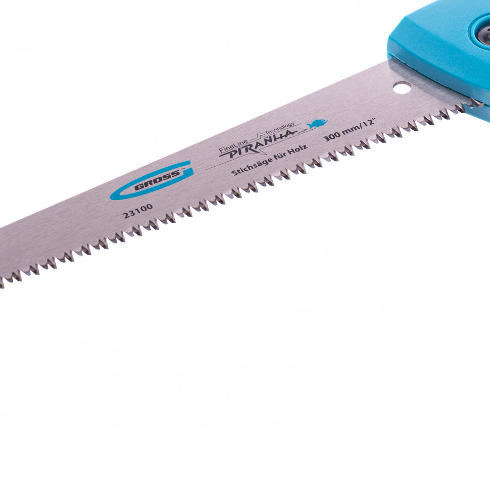 Ножовка по дереву Piranha, выкружная, 300 мм/12", 11-12 TPI, каленый зуб 3D, двухкомпонентная рукоятка Gross (23100)