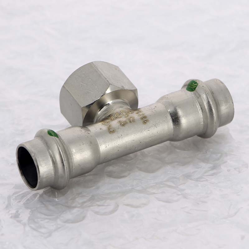 Тройник пресс-В 15х1/2"х15 нержавеющая сталь Sanpress Inox VIEGA