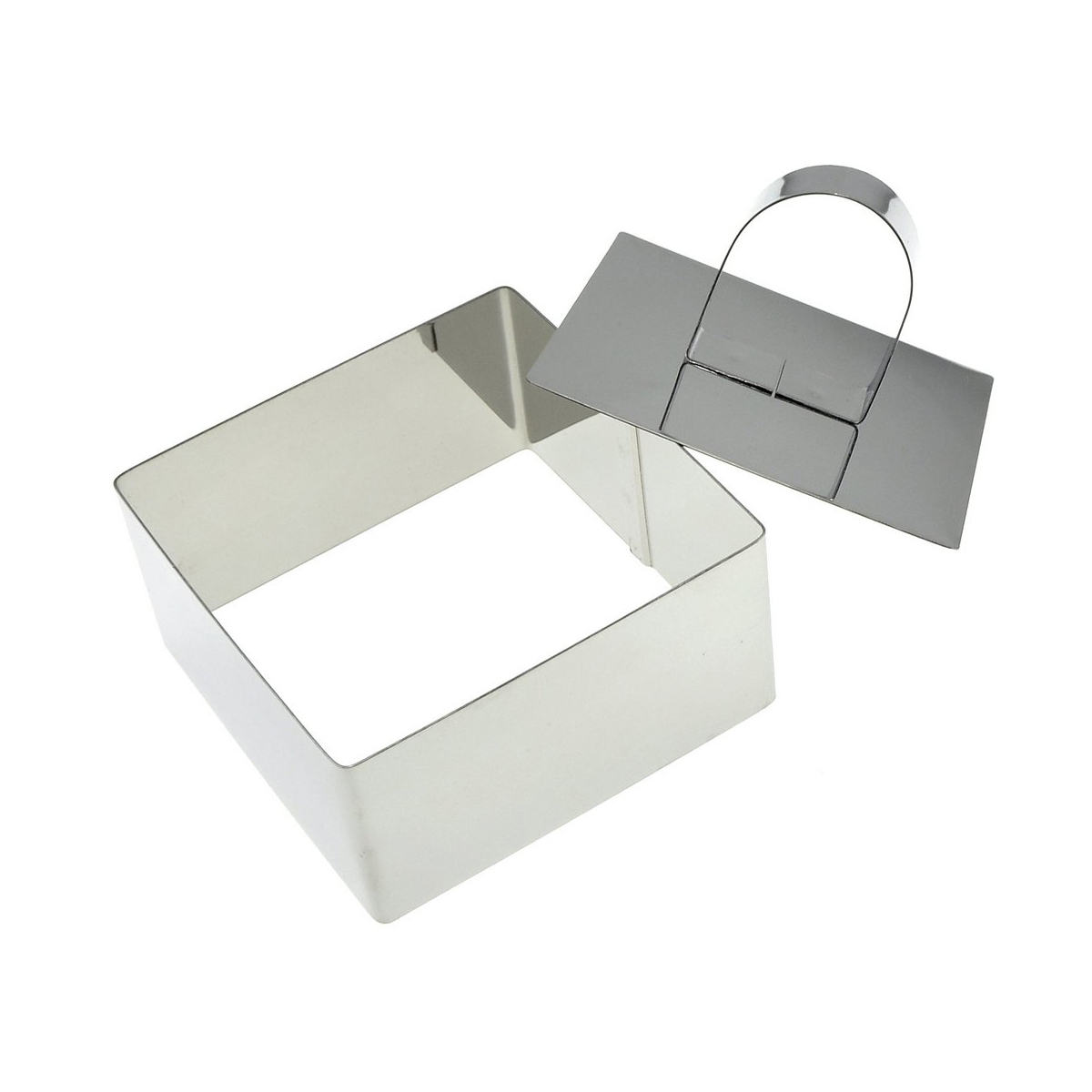 Форма кулинарная "квадрат" нержав. 8*8*4 см с крышкой-прессом (1/6/120) "мультидом" an8-4