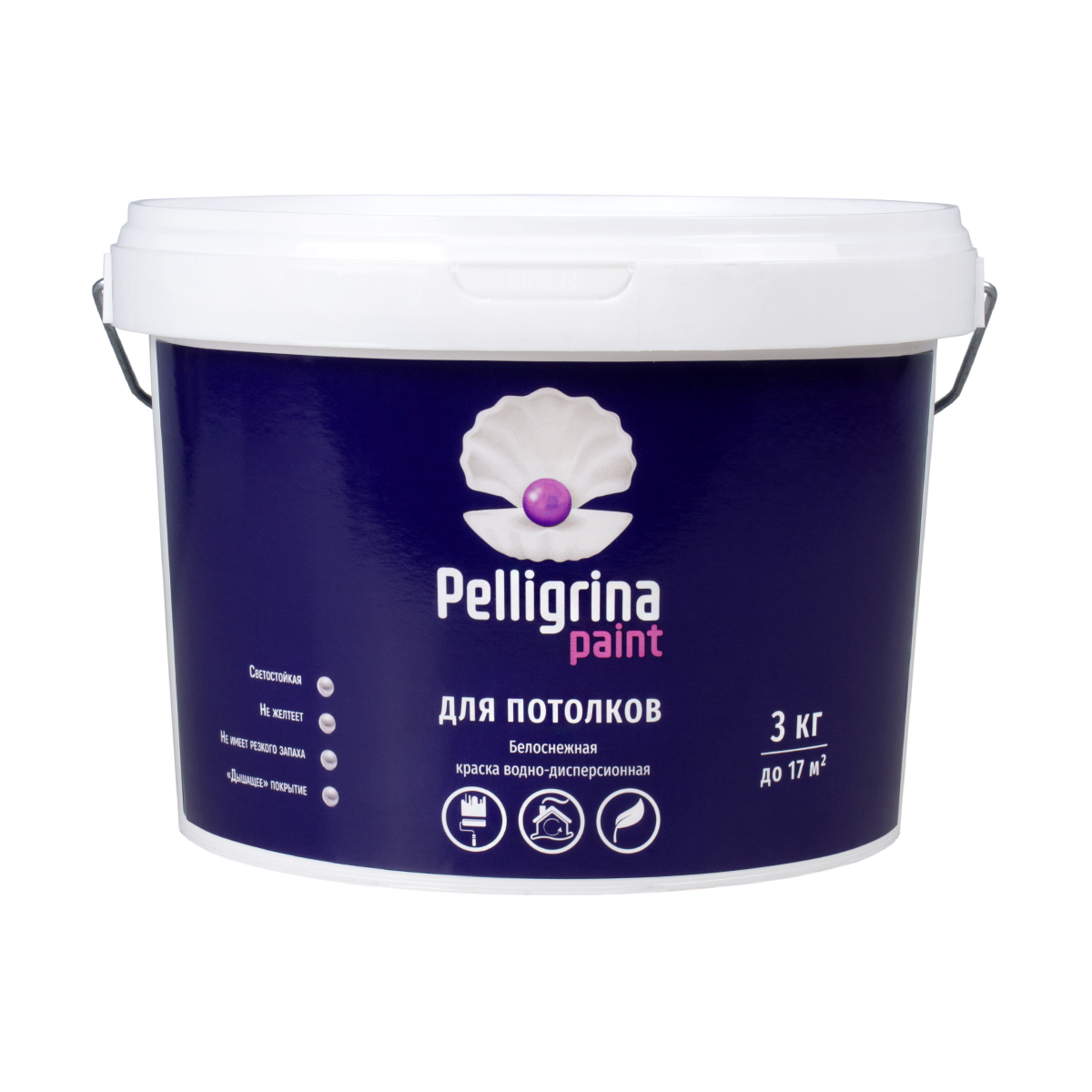 Краска акрил. для потолков белоснежная  3 кг (4) "pelligrina paint"