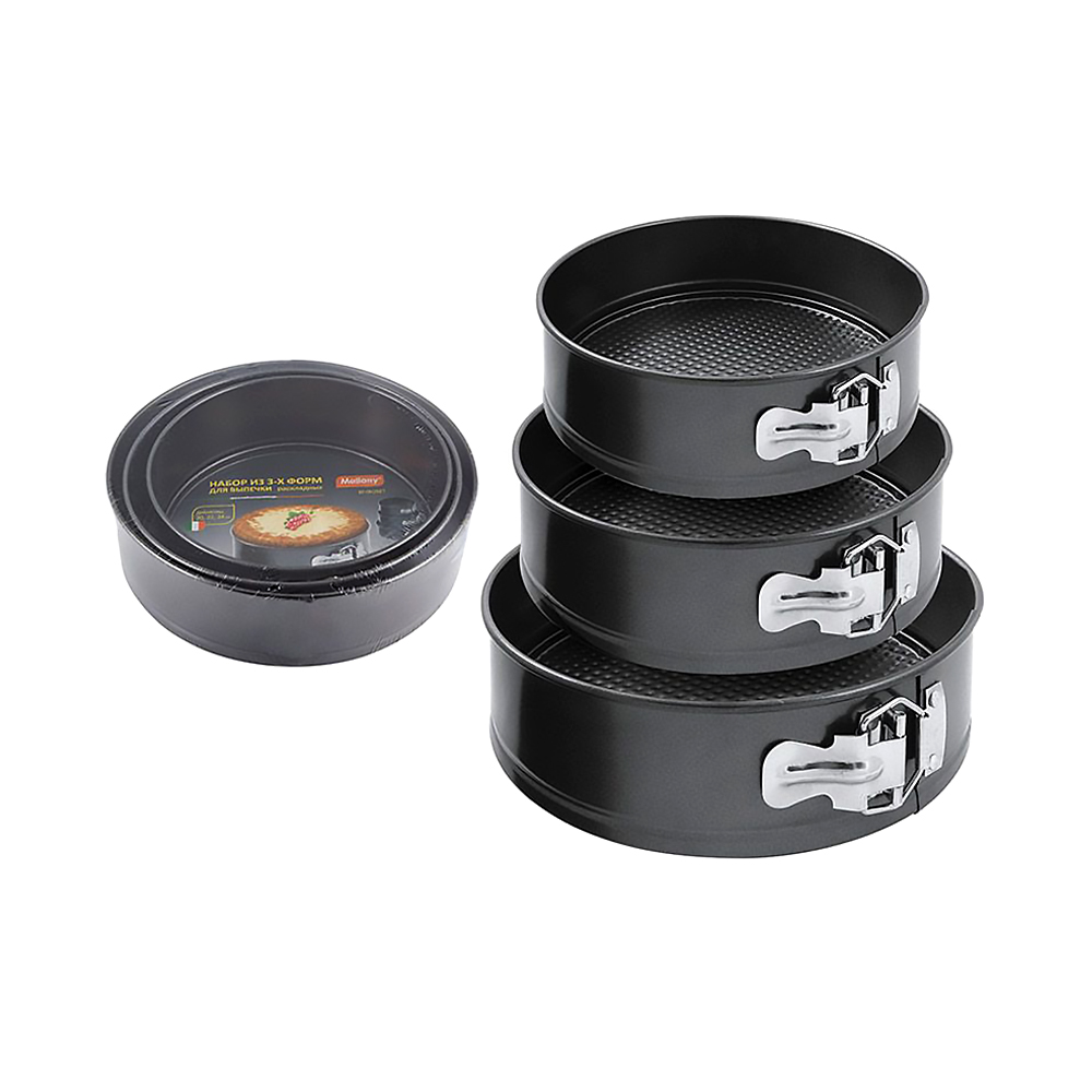 Формы для выпечки антипригарн. разъемные набор 3 шт. (d=20,22,24 см) (1/12) "mallony" sf-002set