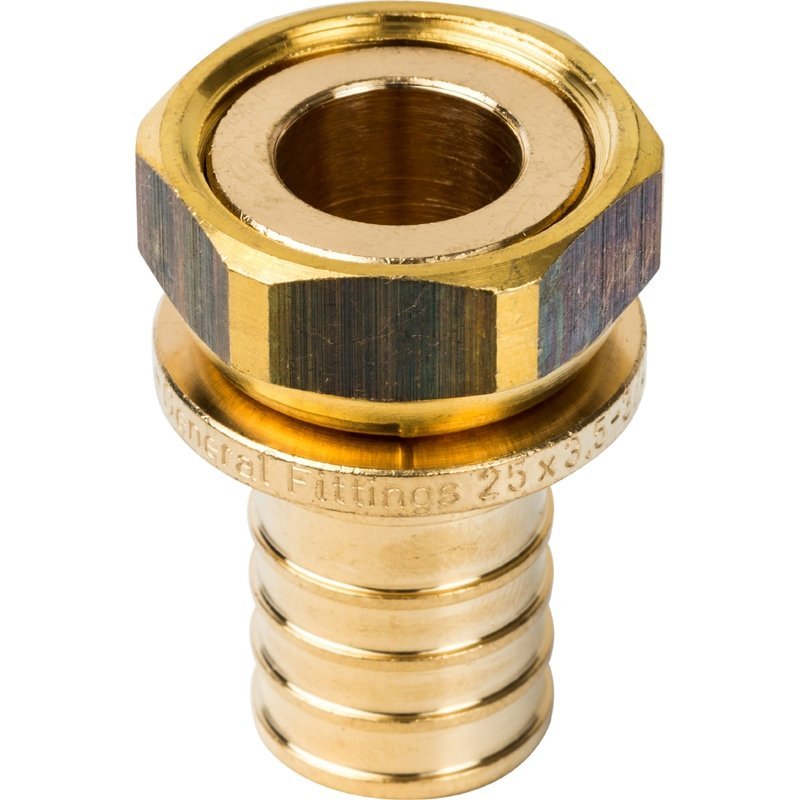 Муфта с накидной гайкой 25 x 3/4" аксиальная для труб PE-X STOUT