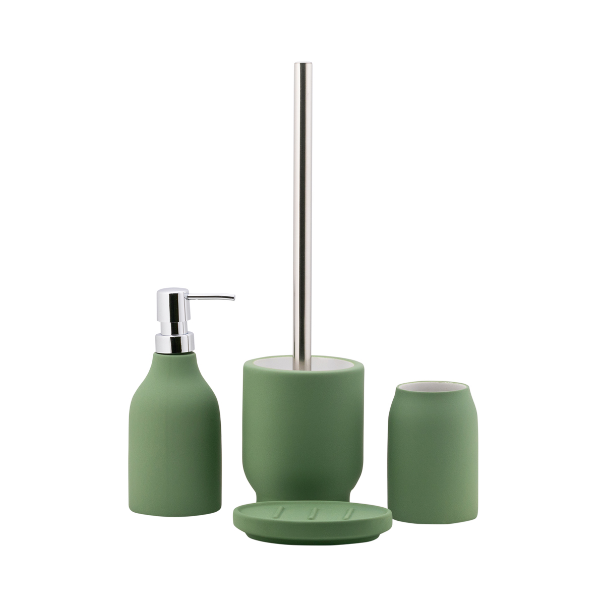 Стакан для ванной комнаты "unna" керамика/резина (оливковый) (1/12) "swensa" swtc-1204olv-03