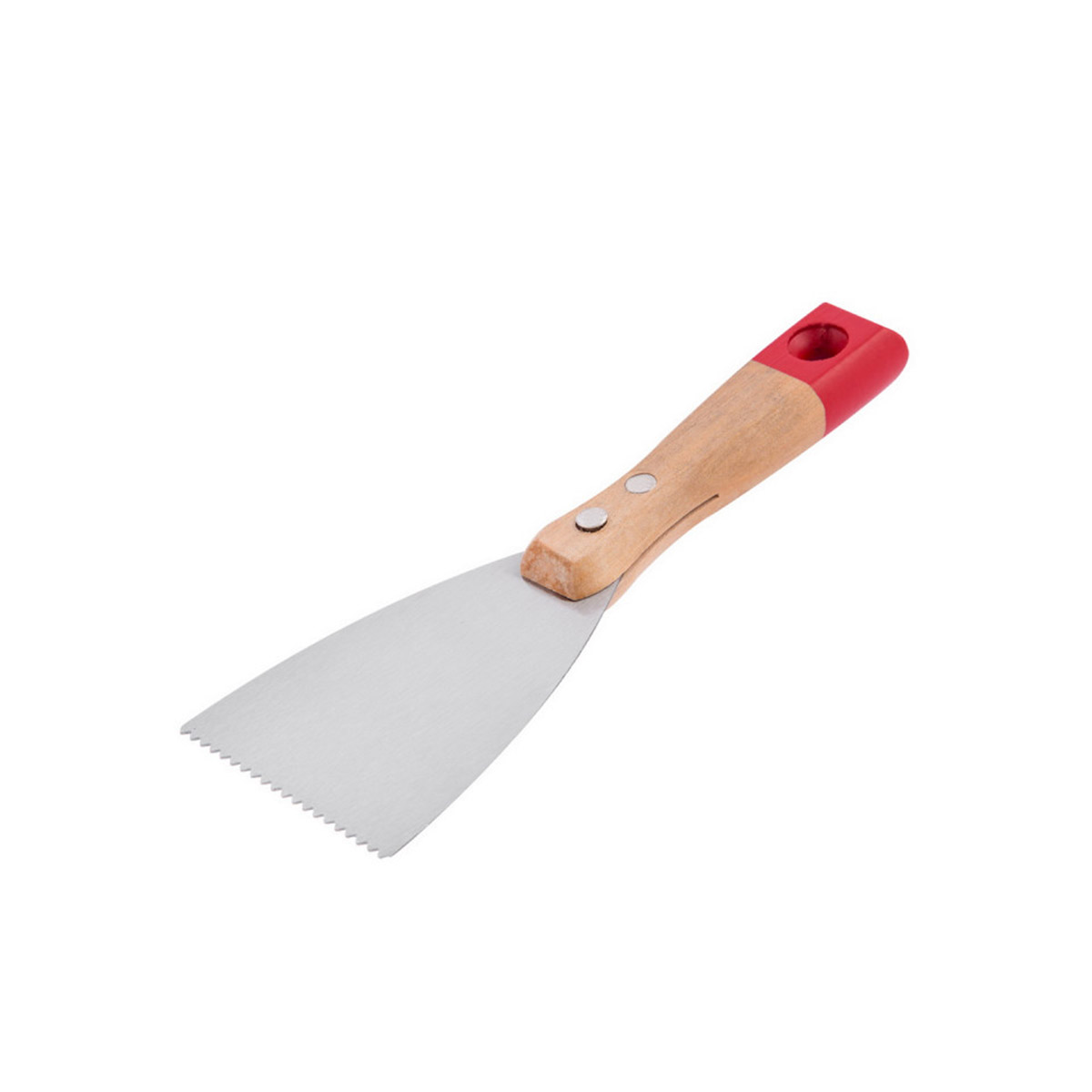 Шпатель зубчатый стальной 80 мм дерев. ручка (1/12/240) "beorol"