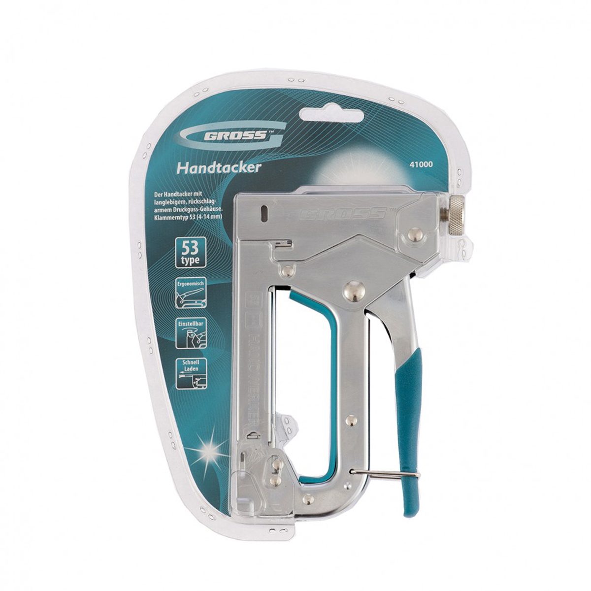 Пистолет скобозабивной регулир. стальной (тип 53) 4-14 мм (1/10/40) "gross"