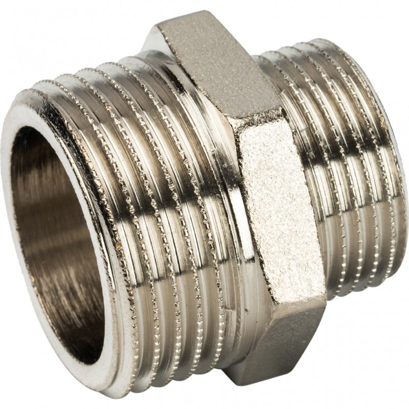 Ниппель переходной резьбовой НР 1" x 3/4" никель STOUT