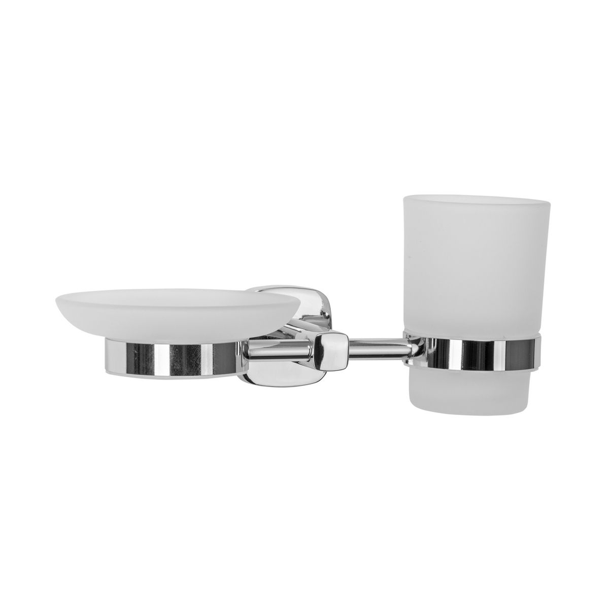 Стакан для ванной комнаты и мыльница настенн. "eller" стекло, металл хром(1/10) "аквадекор" atw-4019