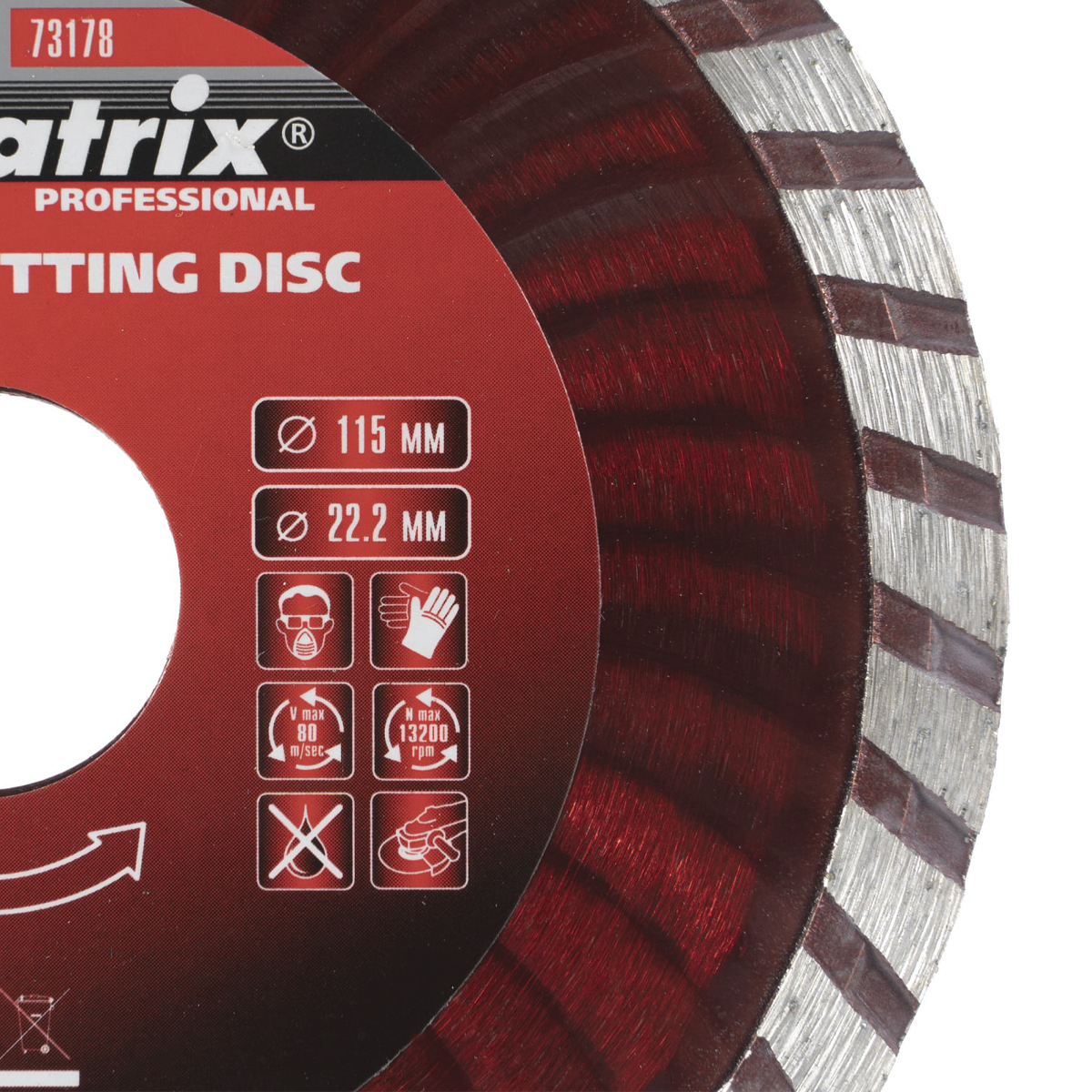 Круг отрезной алмазный "professional turbo" 115 х 22,2 мм (сухая резка) (1/10/100) "matrix"