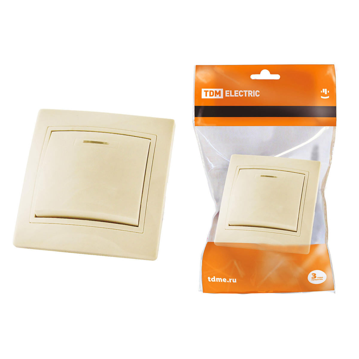 Выключатель 1 кл. с подсветкой 10а "таймыр" слон. кость (1/10/100) tdm sq1814-0104