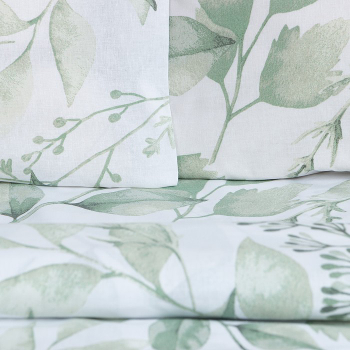 Постельное белье "этель" акварельные листья 2 сп. (поплин) (1) 7880907
