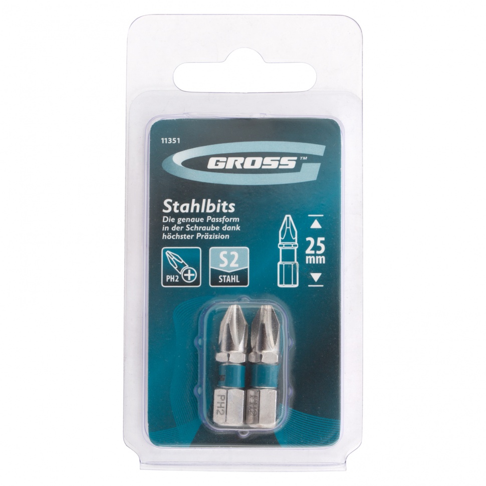 Набор бит РН2 х 25, сталь S2, 2 шт. Gross (11351)
