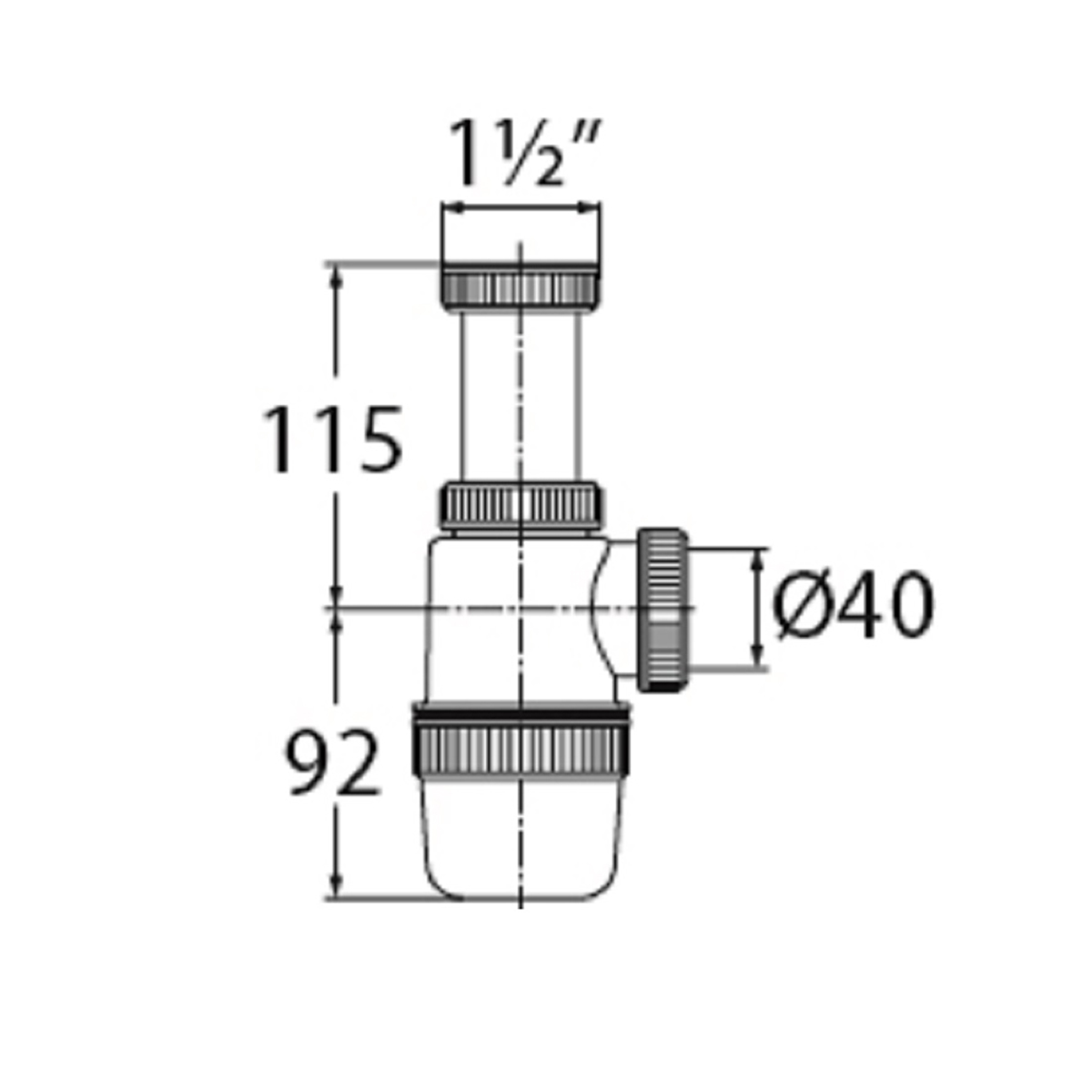 Сифон "элит" без выпуска 1 1/2 х 40 мм (1/70) "вирпласт"