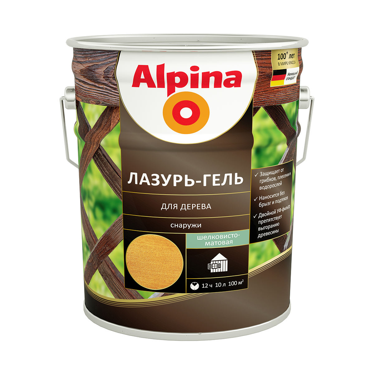 Лазурь-гель деревозащитная кедр 10 л (1) "alpina"