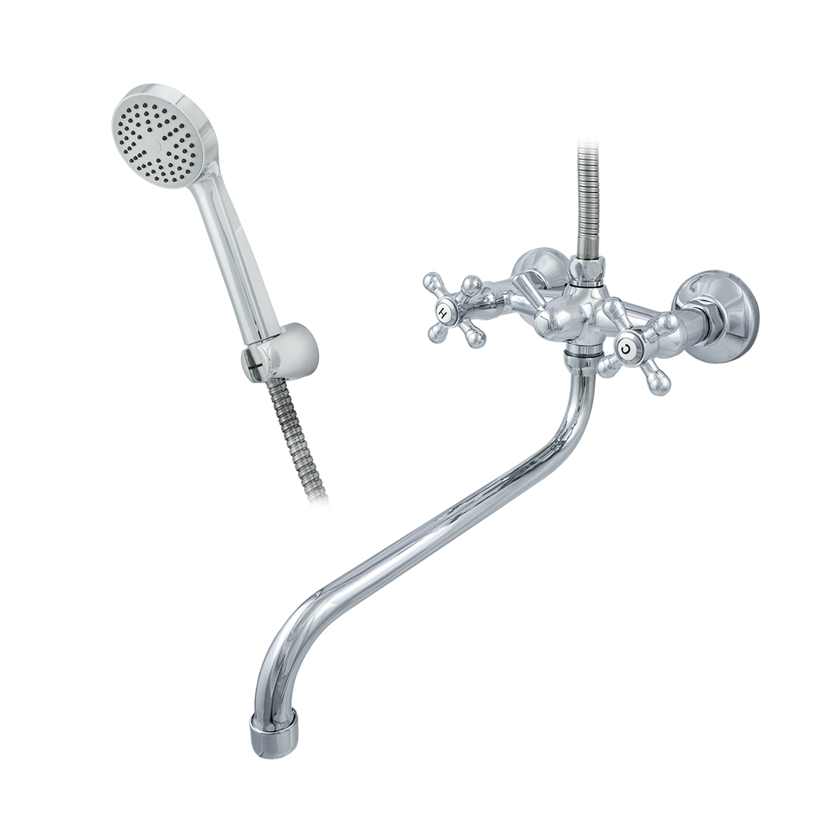 Смеситель для ванн "стандарт" цс-см 600/5-4 к м_супер двухвентильный, длинный поворотн. излив (1/10)