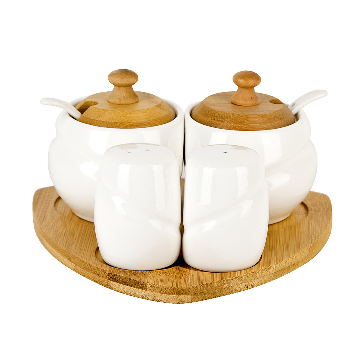 Набор на подставке (2 банки 250 мл с ложками + соль/ перец) "naturel" (1/18) "nouvelle home" 2631046