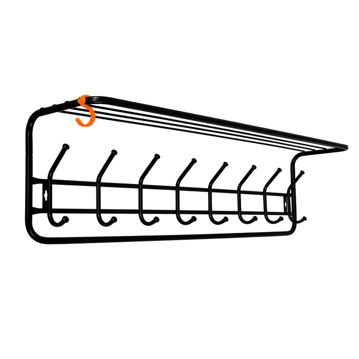 Вешалка настенная с полкой (8 крючков) 975*220*265 мм  черный (1/2) всп 169 ч