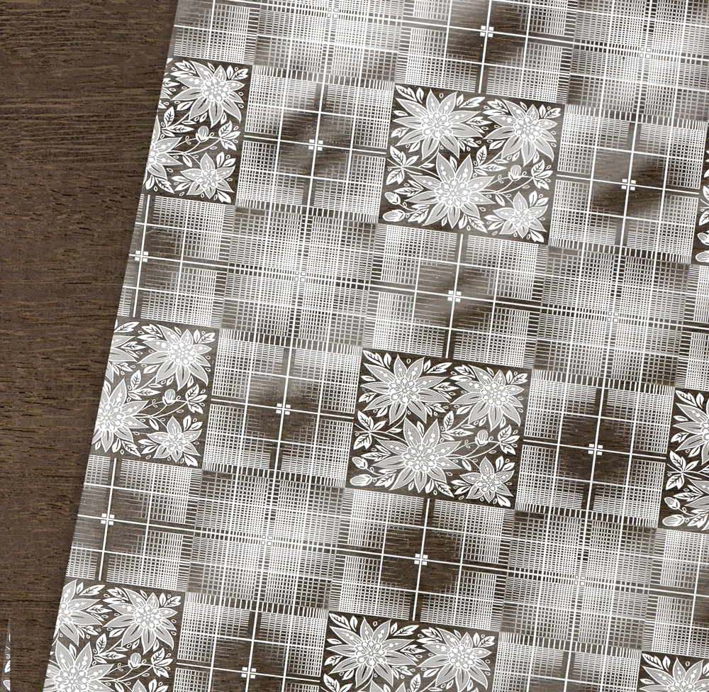 Клеенка пвх "ажурная" 132 см  рулон 25 м (1) клетка 005-1