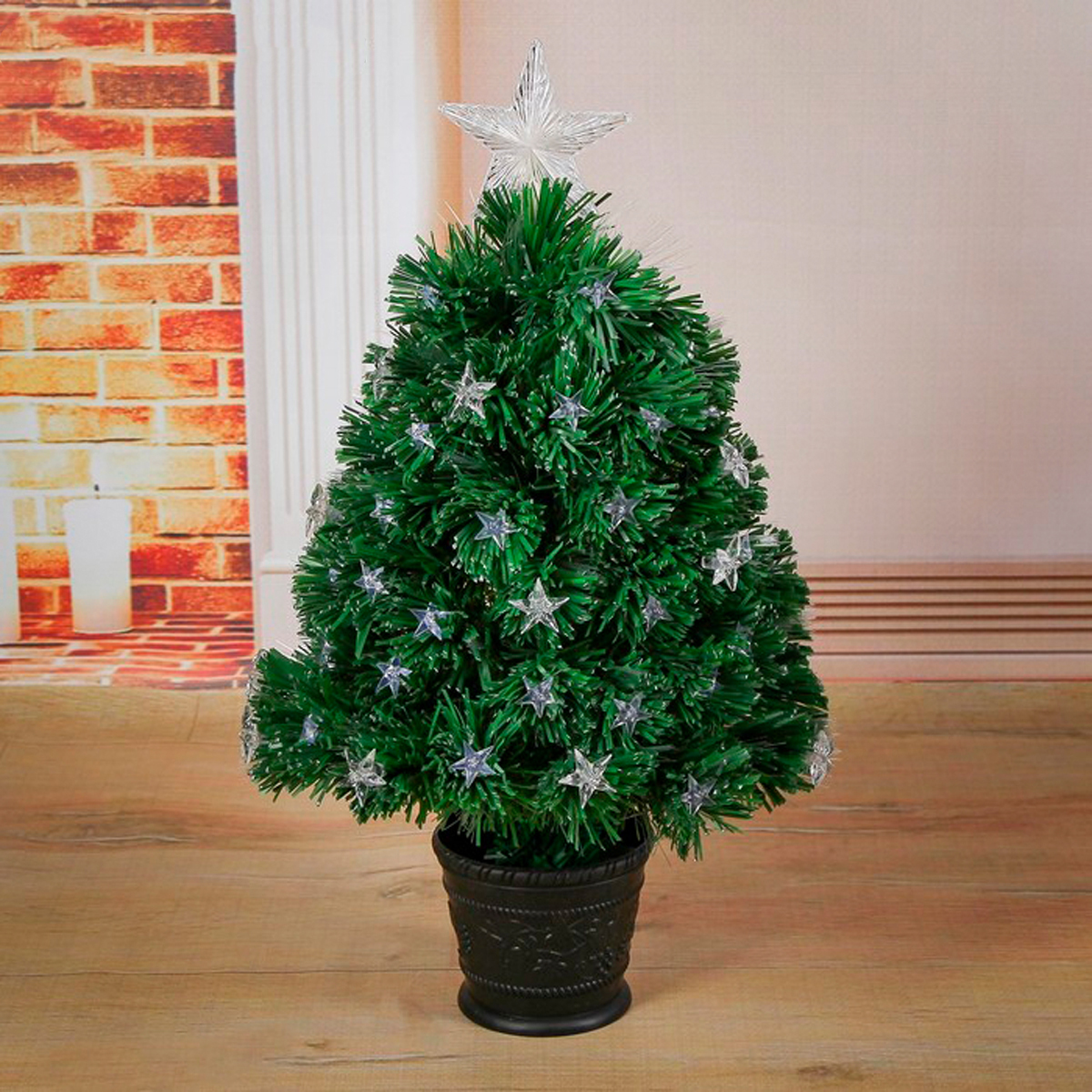 Ель декор. фиброоптич. t908v12-60  60 см, 55 веток (зеленая) "зимнее волшебство" 2338607