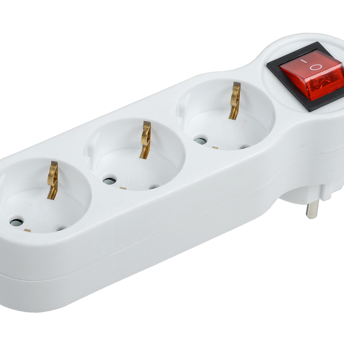 Разветвитель электрический т-01/03в с выключ. 3 розетки с заземл. (1/28/140) "iek"