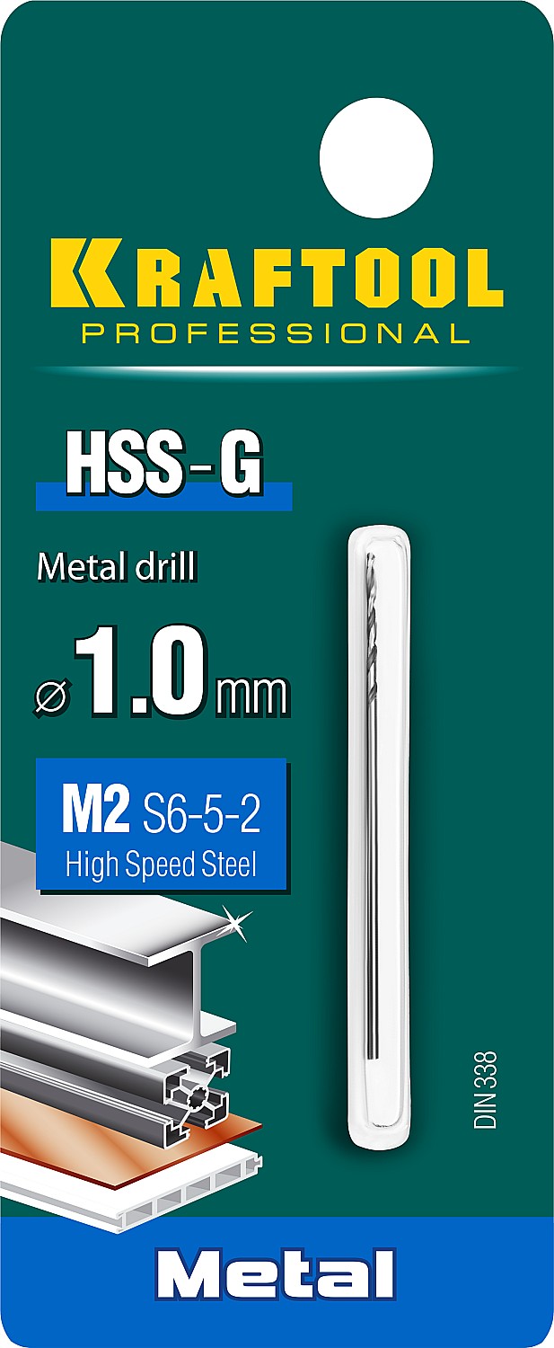 KRAFTOOL HSS-G, 1.0 х 40 мм, сталь P6M5, сверло по металлу (29651-1)