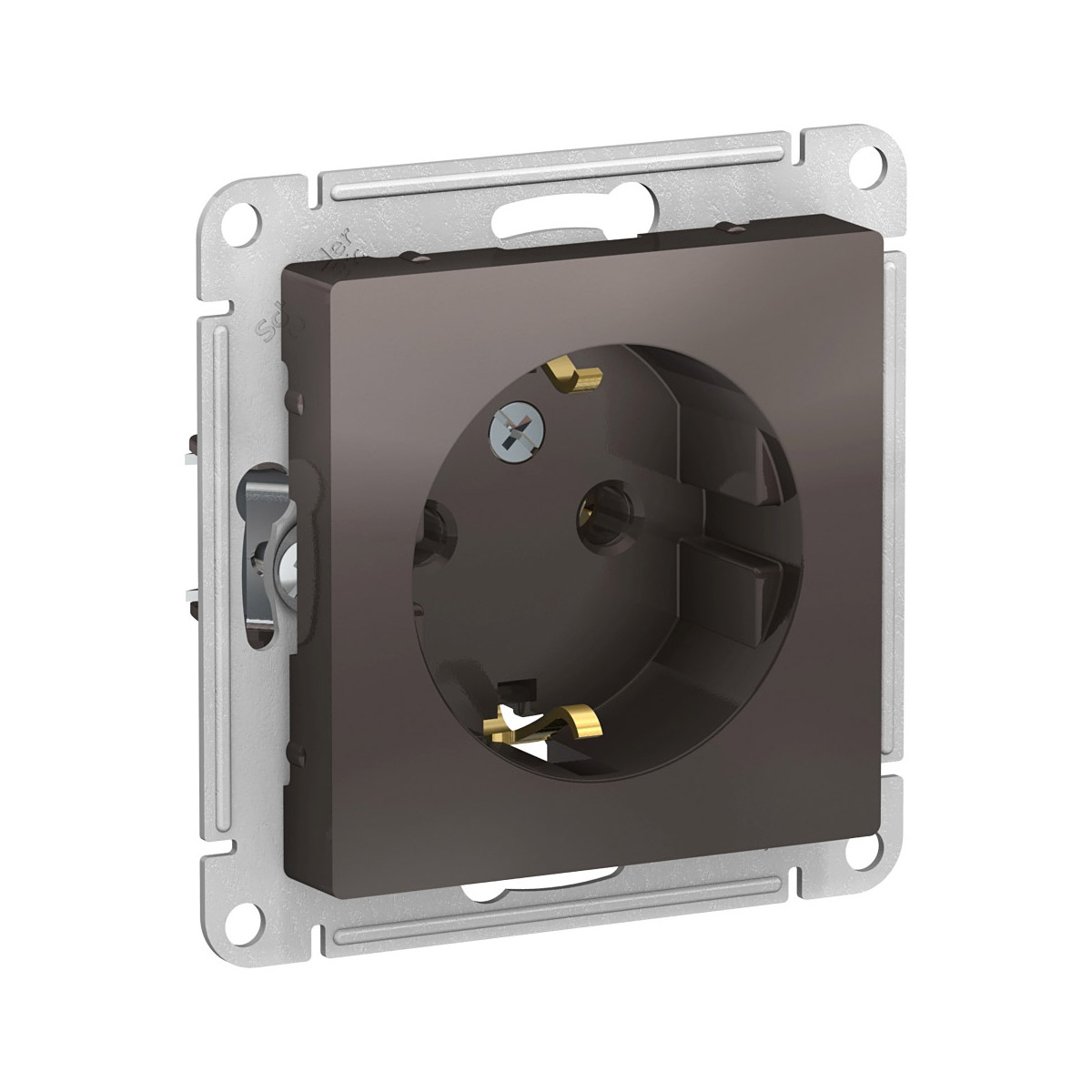 Розетка "atlasdesign" 1 местн. с заземл. (механизм) 16а, мокко (1/10/60) "schneider"