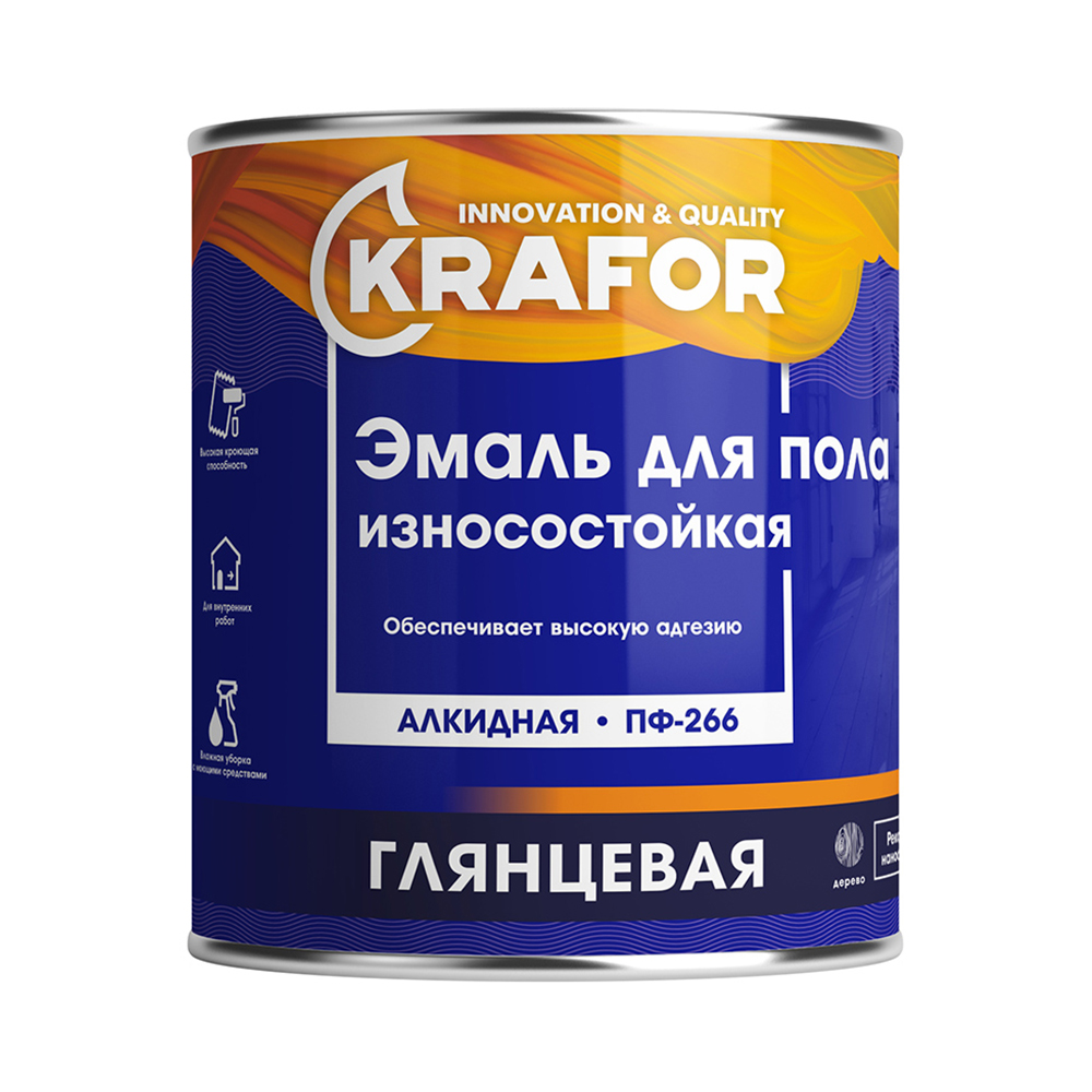 Эмаль пф-266 красно-коричневая  0,9 кг (14) "krafor"