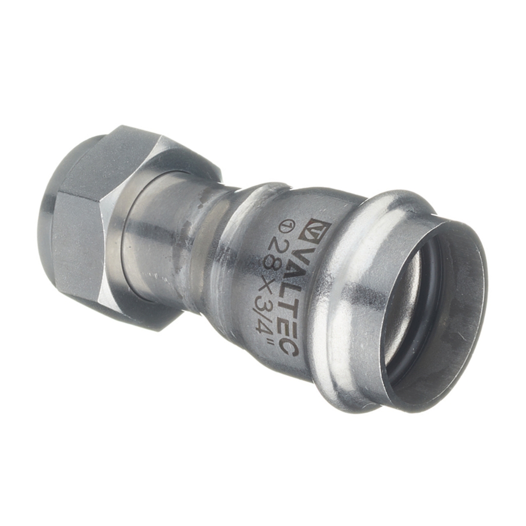 Муфта пресс-В с накидной гайкой 28 мм х 3/4" нержавеющая сталь VALTEC