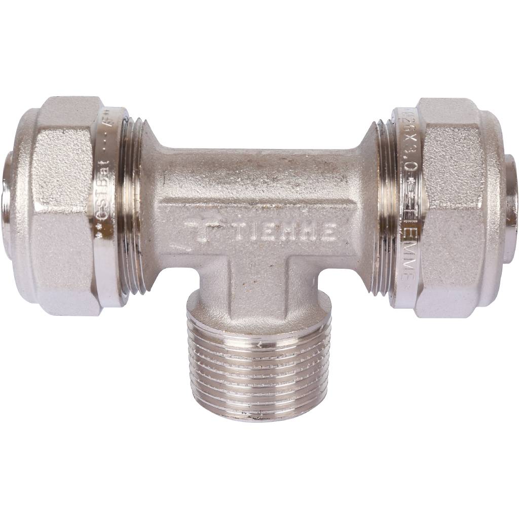 Тройник переходной 26 x 3/4" x 26 НР обжимной TIEMME для металлопластиковых труб