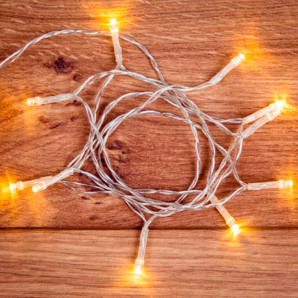 Электрогирлянда 1,2 м, 10 теплых ламп, шнур прозр. (1/200) "neon-night" 303-073