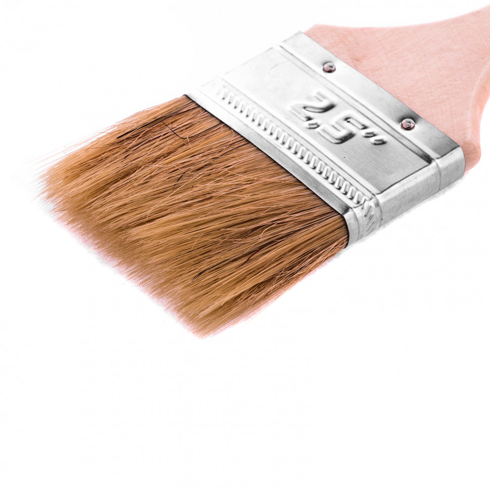 Кисть плоская "Стандарт" 2.5" (63 мм), натуральная щетина, деревянная ручка MTX (82535)