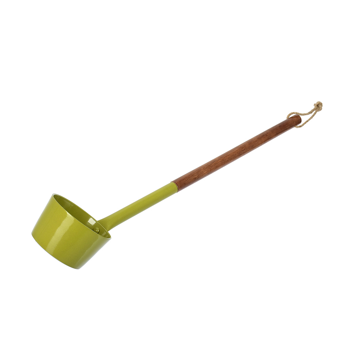 Ковш для бани и сауны алюмин.  0,2 л, ручка 47 см дерев. (оливковый) (1/4) "банные штучки" 41283