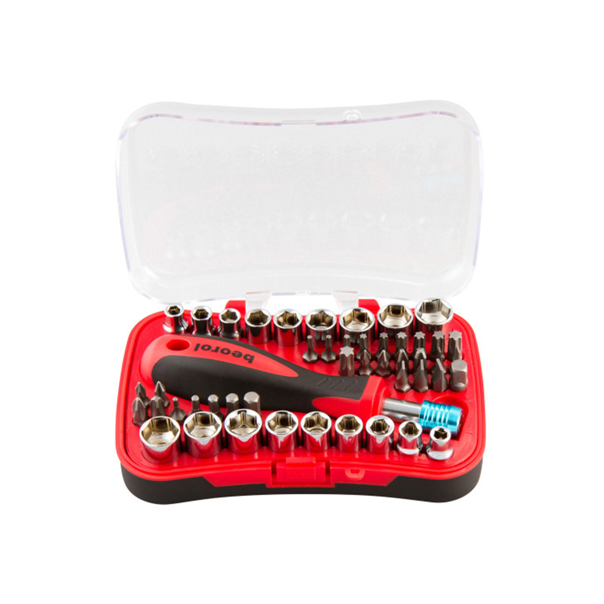 Отвертка-трещотка с набором бит и торцев. головок, 48 предметов (1/6/24) "beorol"