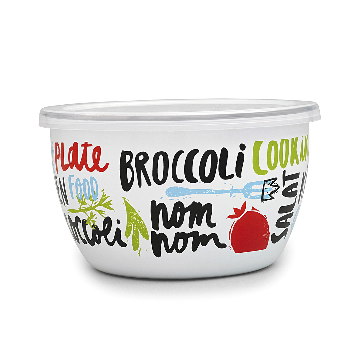 Миска эмалиров. "брокколи" 1,7 л, 16 см пласт. крышка (1/4) "metrot"