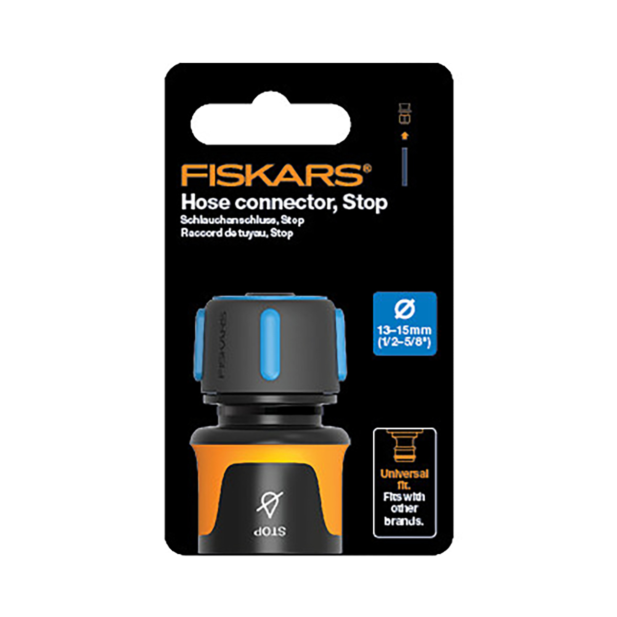 Коннектор для шлангов 1/2-5/8" с автостопом (1/8) "fiskars" 1027079