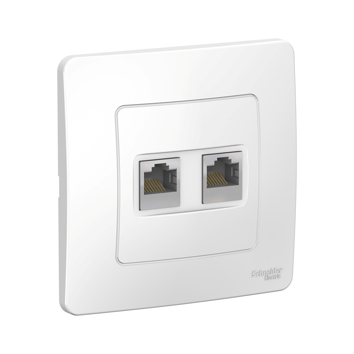 Розетка компьютерная "blanca" 2-х местн. rj45, белый (1/10/60) "schneider"